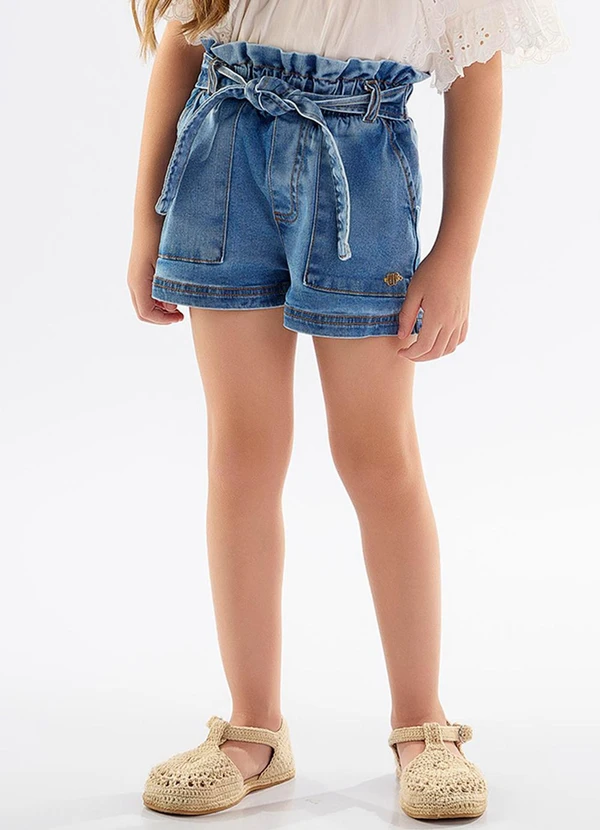 Up Baby - Short Infantil em Jeans com Elastano Azul
