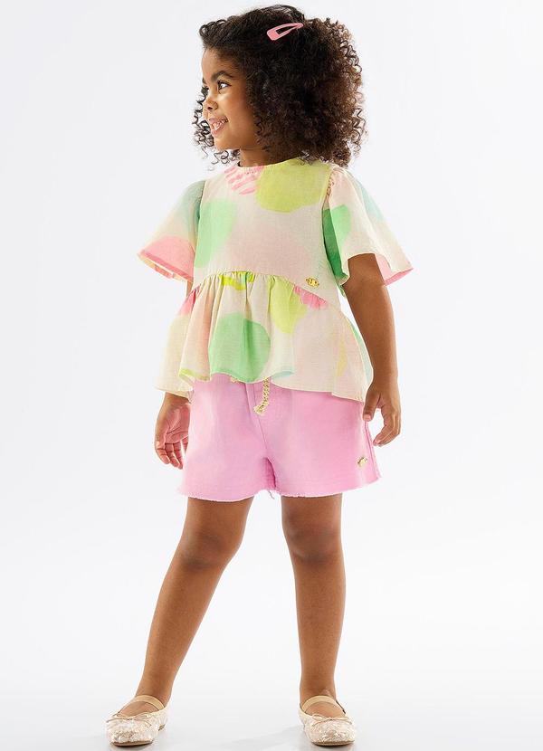 Up Baby - Short Infantil em Sarja com Elastano Rosa 3