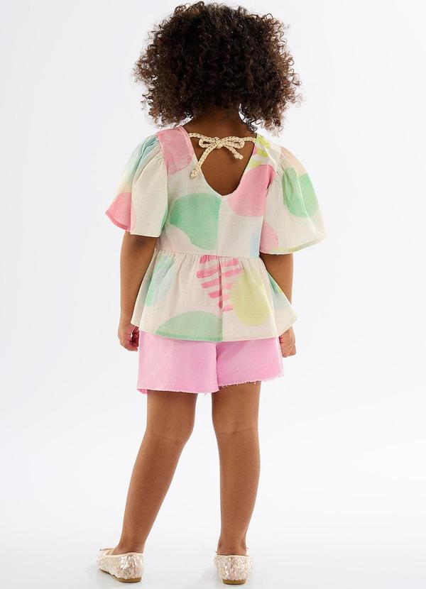 Up Baby - Short Infantil em Sarja com Elastano Rosa 4