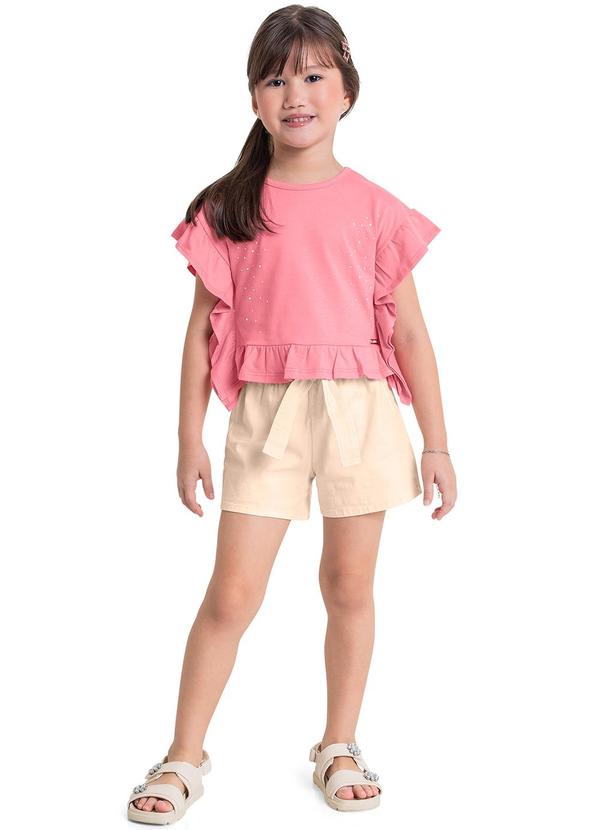 Quimby - Short Infantil em Sarja para Menina Bege 3
