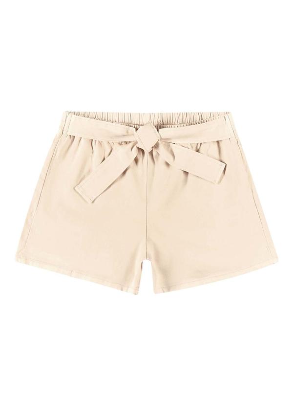 Quimby - Short Infantil em Sarja para Menina Bege 5