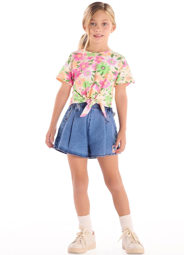 Quimby - Short Infantil Feminino Jeans Elastano Azul 3