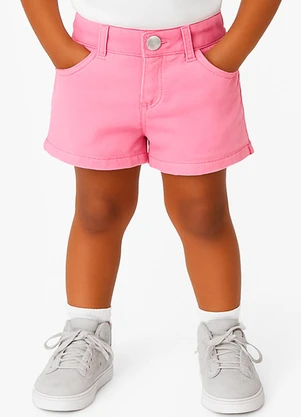 Select - Short Infantil Jeans com Bolsos Rosa - SELECT