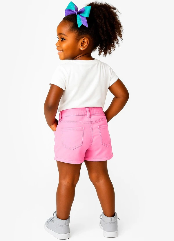 Select - Short Infantil Jeans com Bolsos Rosa 4