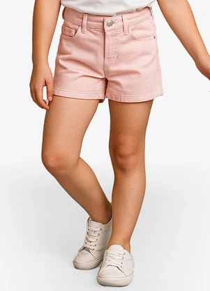 Select - Short Infantil Jeans com Bolsos Rosa - SELECT