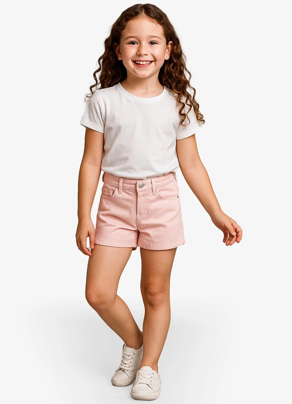 Select - Short Infantil Jeans com Bolsos Rosa 3