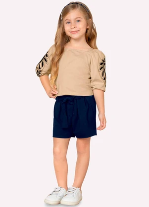 Short Infantil Menina com Amarração Milon (Azul) - MILON