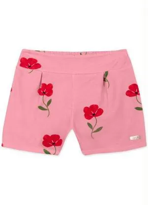 Lilica Ripilica - Short Infantil Menina com Estampa Floral Rosa - LILICA RIPILICA