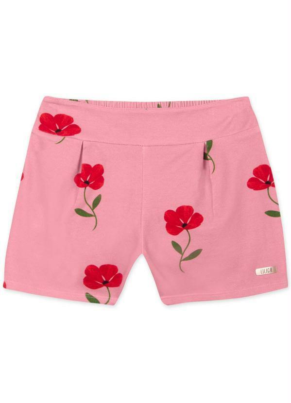 Lilica Ripilica - Short Infantil Menina com Estampa Floral Rosa