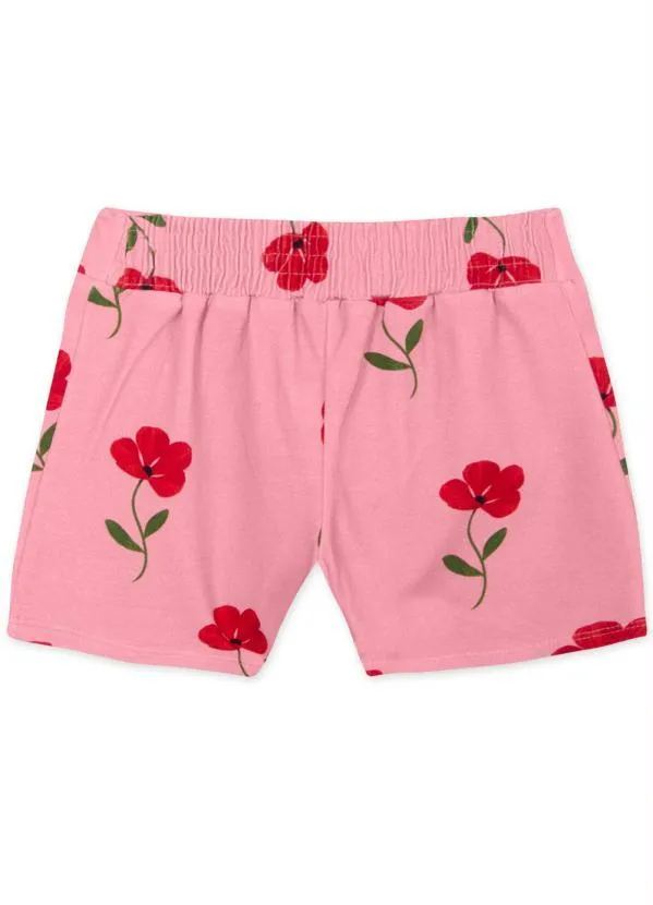 Lilica Ripilica - Short Infantil Menina com Estampa Floral Rosa 2