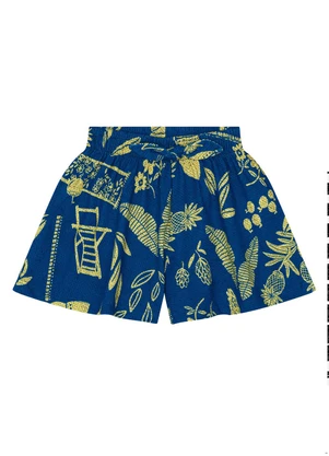 Kyly - Short Infantil Menina em Algodão Azul - KYLY