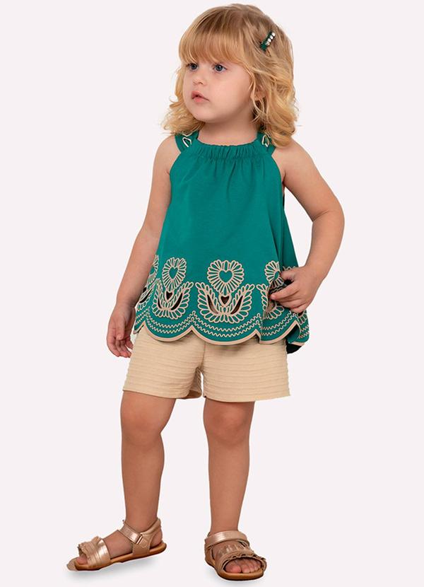 Milon - Short Infantil Menina em Algodão Milon Bege 1