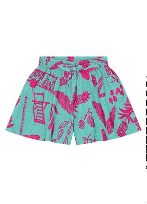 Kyly - Short Infantil Menina em Algodão Verde - KYLY