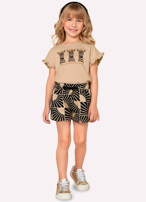 Short Infantil Menina em Moletinho Milon (Preto) - MILON