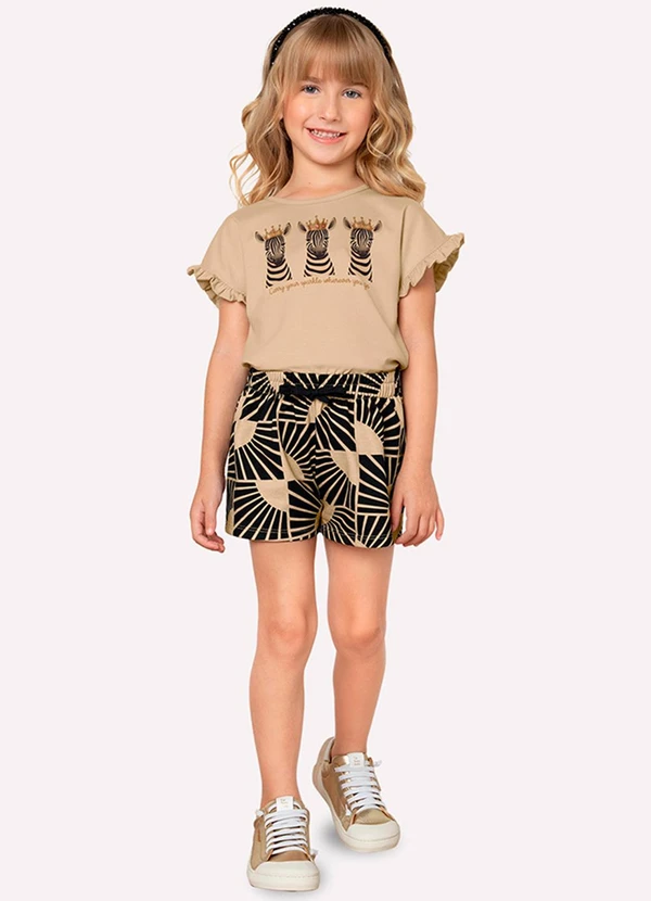 Milon - Short Infantil Menina em Moletinho Milon Preto