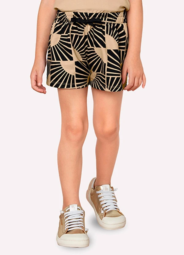 Milon - Short Infantil Menina em Moletinho Milon Preto 2