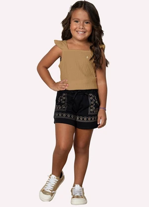 Short Infantil Menina em Moletinho Milon (Preto) - MILON
