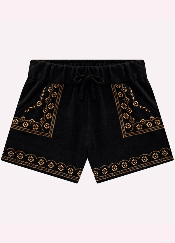 Milon - Short Infantil Menina em Moletinho Milon Preto 3