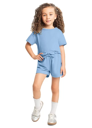 Short Infantil Menina em Moletom Bee Loop Azul - BEE LOOP