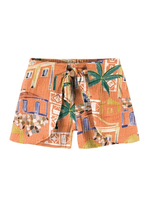 Nanai - Short Infantil Menina Estampa Laranja - NANAI