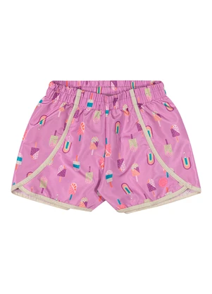 Elian - Short Infantil Menina Estampado Tactel Roxo - ELIAN