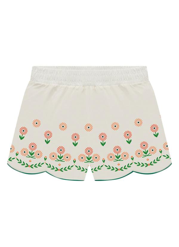 Nanai - Short Infantil Menina Flores Off White 1