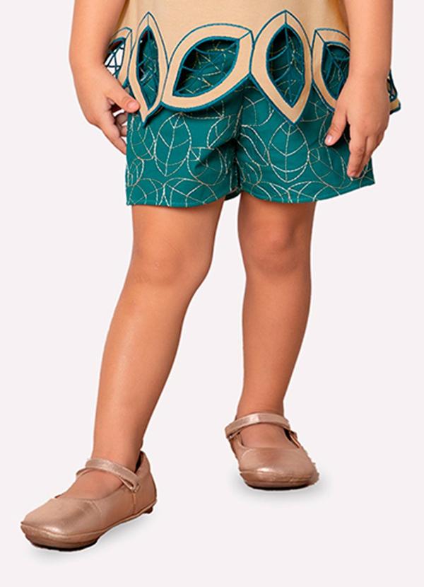 Milon - Short Infantil Menina Folhagem Milon Verde 2