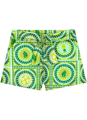 Nanai - Short Infantil Menina Geométrico Verde - NANAI