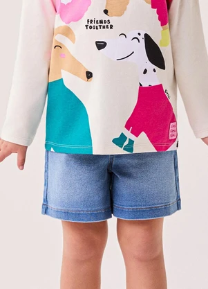 Bimbi - Short Infantil Menina Jeans com Elástico Azul - BIMBI