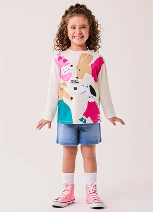 Bimbi - Short Infantil Menina Jeans com Elástico Azul - BIMBI