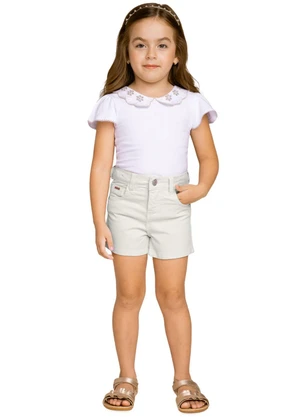 Milon - Short Infantil Menina Jeans Off White - MILON