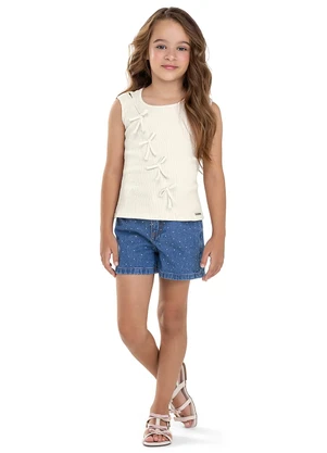 Colorittá - Short Infantil Menina Jeans Strass Azul - COLORITTÁ