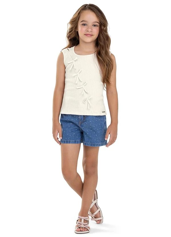 Colorittá - Short Infantil Menina Jeans Strass Azul 2