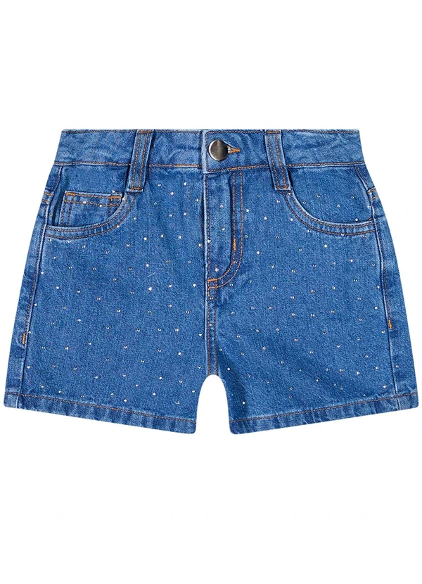 Colorittá - Short Infantil Menina Jeans Strass Azul 3