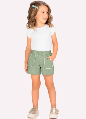 Milon - Short Infantil Menina Laço Verde - MILON