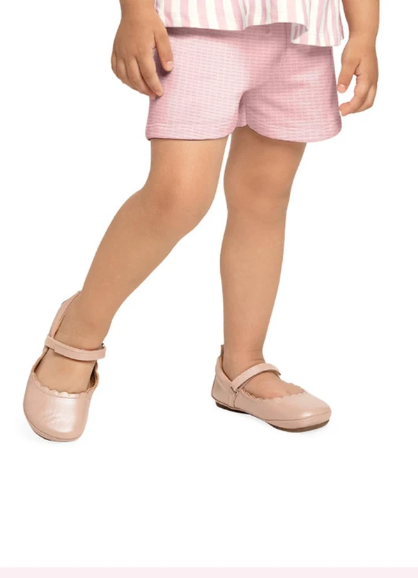 Milon - Short Infantil Menina Listras Rosa