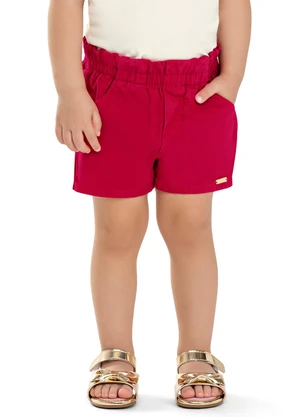 Colorittá - Short Infantil Menina Sarja com Bolsos Vermelho - COLORITTÁ