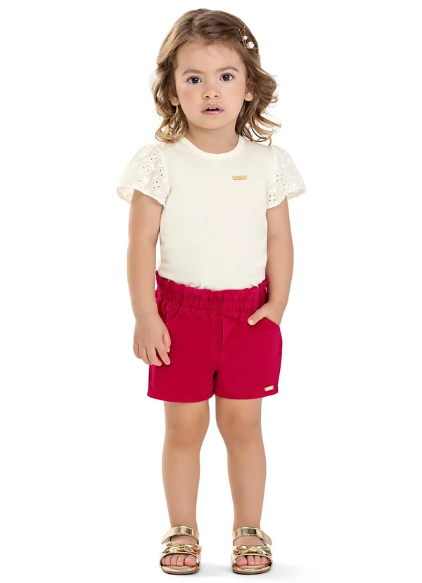 Colorittá - Short Infantil Menina Sarja com Bolsos Vermelho 2
