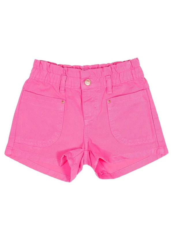 Milon - Short Infantil Menina Sarja Rosa