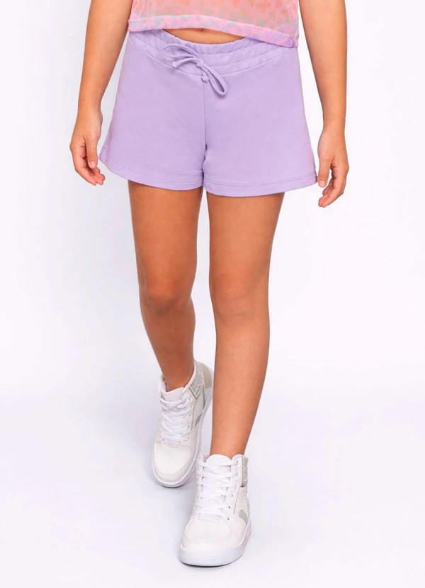Torra - Short Infantil Moletinho Curto Cordão Lilás
