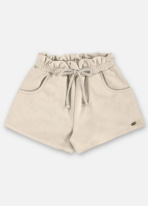 Up Baby - Short Infantil Moletom Linho Bege - UP BABY