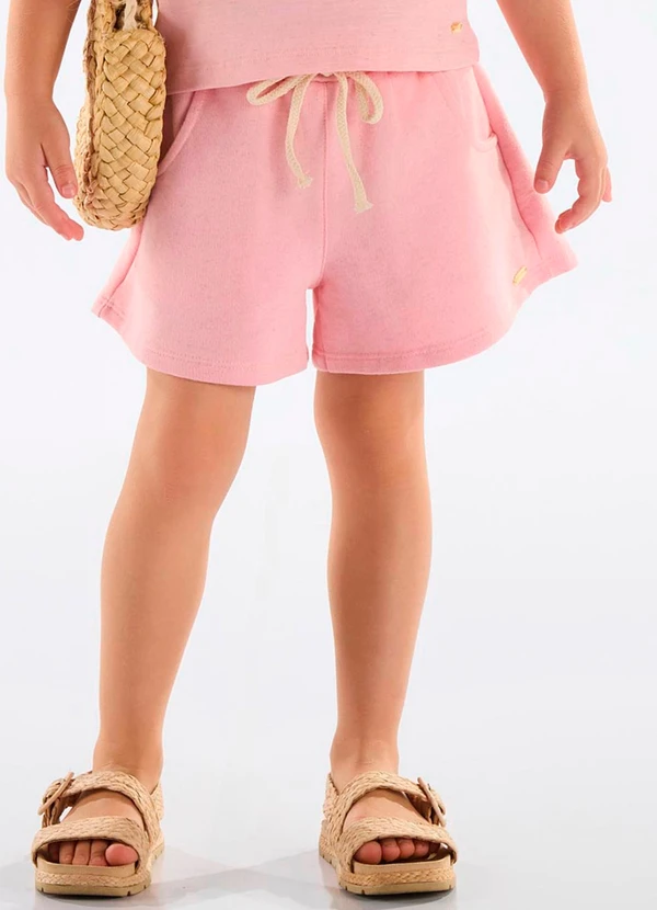 Up Baby - Short Infantil Moletom Linho Rosa