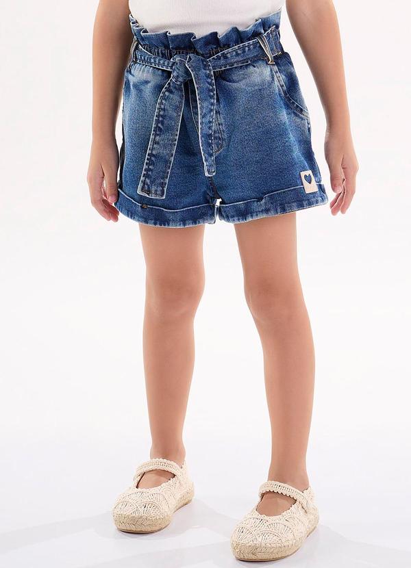Up Baby - Short Infantil para Menina em Jeans Azul