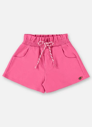Up Baby - Short Infantil para Menina em Linho Rosa - UP BABY