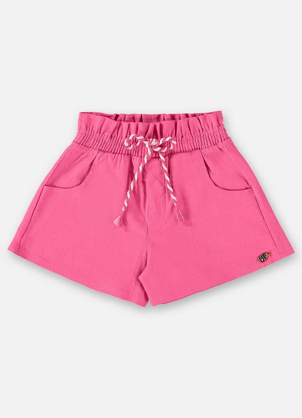 Up Baby - Short Infantil para Menina em Linho Rosa