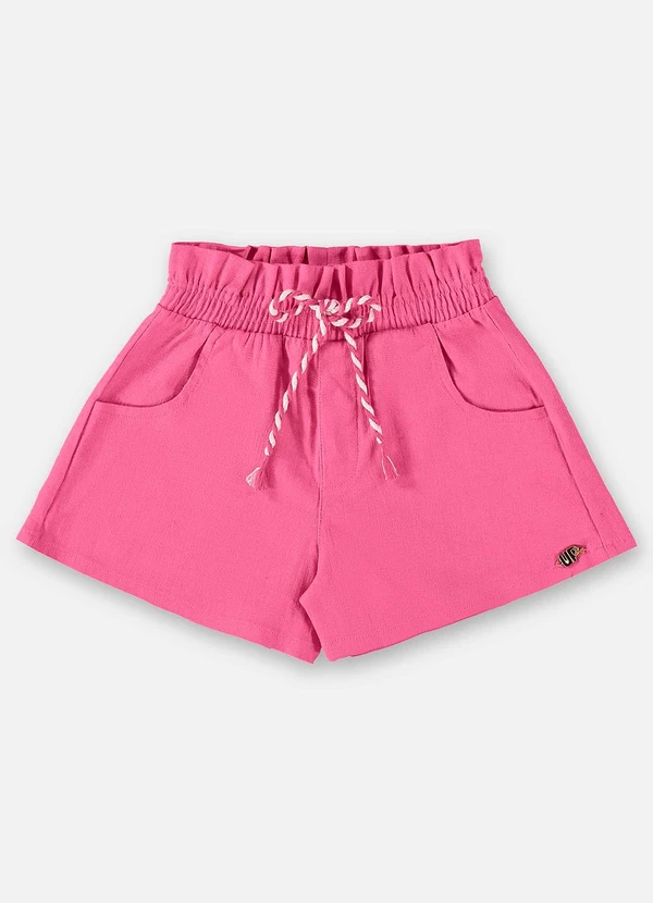 Up Baby - Short Infantil para Menina em Linho Rosa