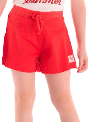 Quimby - Short Infantil Sarja com Elastano Vermelho - QUIMBY