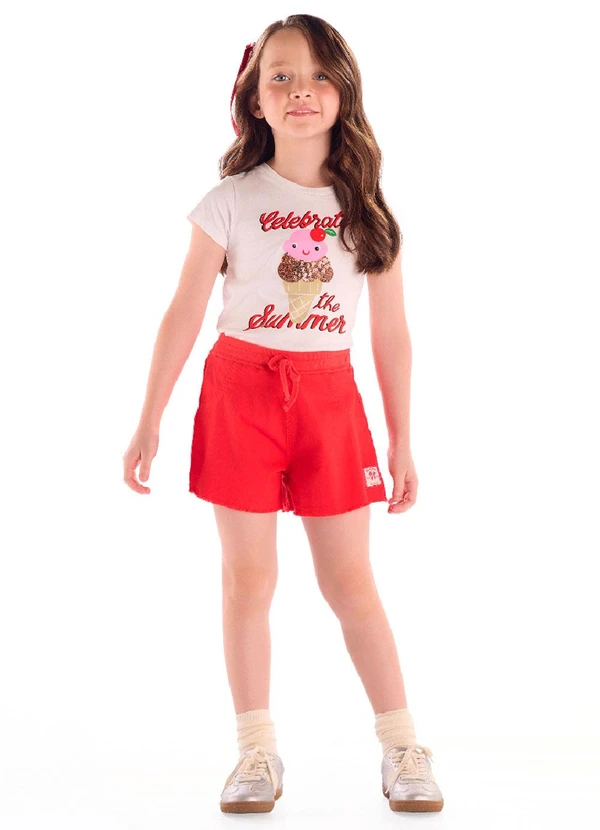 Quimby - Short Infantil Sarja com Elastano Vermelho 2