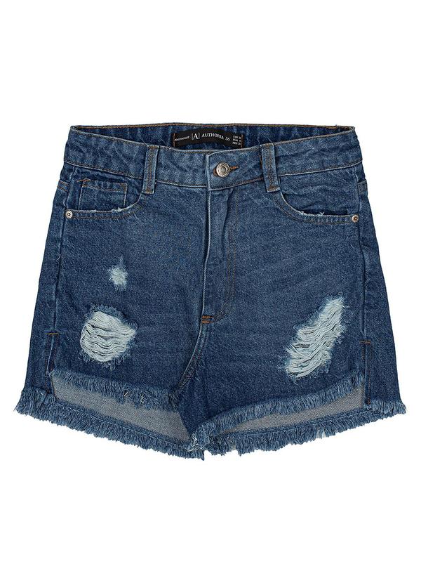 Authoria - Short Jeans Cintura Alta Azul