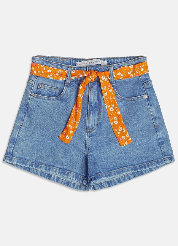 I Am - Short Jeans com Faixa Azul 4